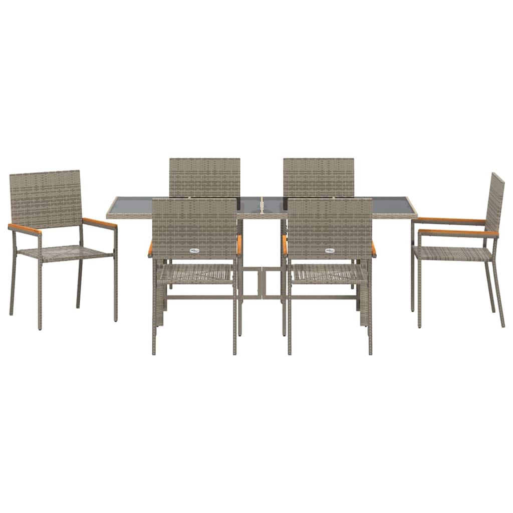 Garden Dining Set 7 pcs Grey 190 x 80 x 75 cm Poly Rattan